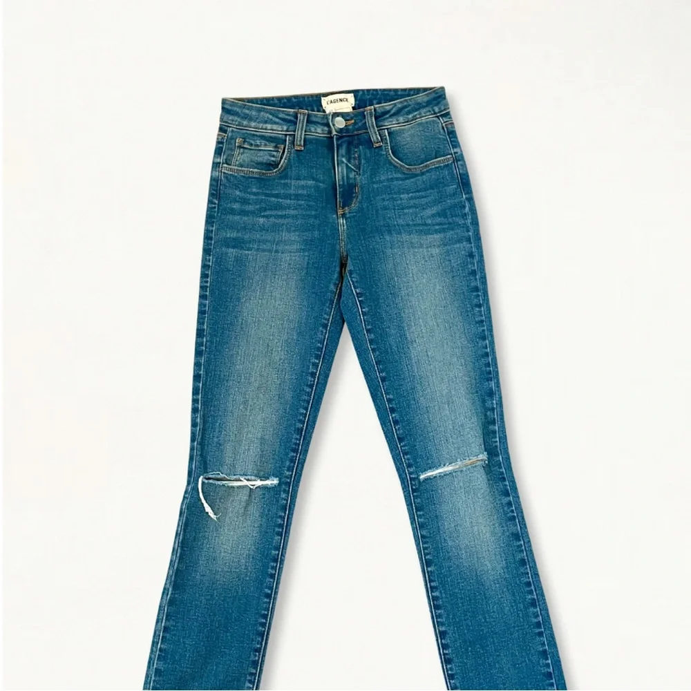 L'AGENCE Mon Jules Distressed Skinny Jeans in Authentique Denim Size 25 - Picture 5 of 16